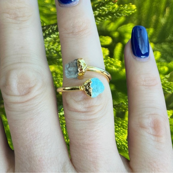 Jewelry - Aquamarine and Turquoise Gold Ring